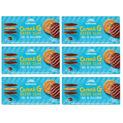 Galbusera Cereali G Extra Slim Latte Müslikekse Kekse aus Getreide Umhüllt von Milchschokolade Packung à 120 g, jede Packung enthält 4 Einzelportionen à 30 g italienisch Original