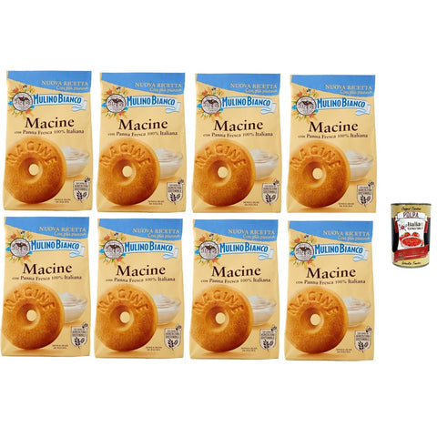 Mulino Bianco Macine - Shortbread-Kekse mit Frischer Sahne - Italienische Kekse 350 g 8x italienisch Original + kostenlos polpa 400 g