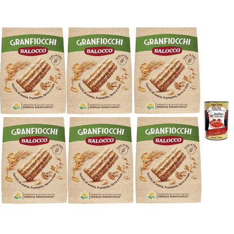 Balocco Granfiocchi Biscotti Integrali Vollkornkekse Kekse mit Vollkorn Getreideflocken und mit braunen Zucker Körnern 6x700 g italienisch Original + kostenlos