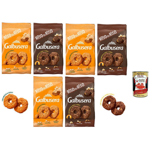 Galbusera Riso su Riso Mürbeteig mit der Leichtigkeit von Reis und der Güte von Getreide-Mürbebrot mit Reis Getreide und Kakao 6x290 g italienisch Original +