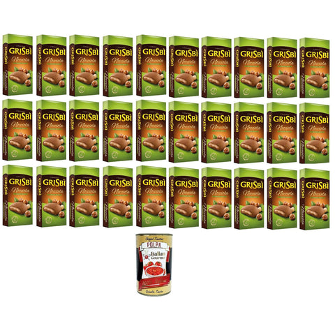 Grisbi Haselnuss Einzeldosispackung mit 2 Keksen Box mit 30 Stück italienisch Original Pastasauce + kostenlos Polpa 400 g