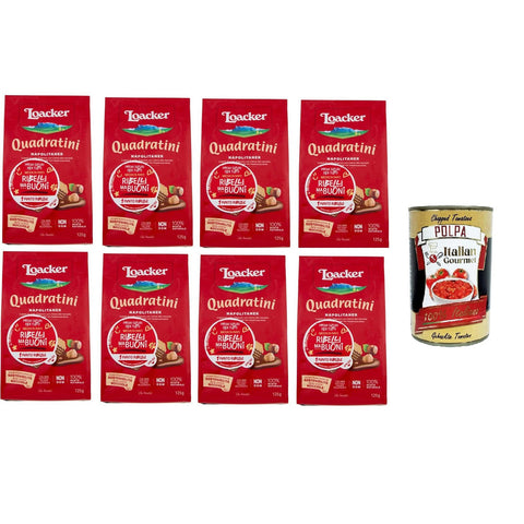Loacker Quadratini Napolitaner Waffel mit Haselnusscreme 100% italienische Waffeln 8x125 g italienisch Original Pastasauce + kostenlos polpa 400 g