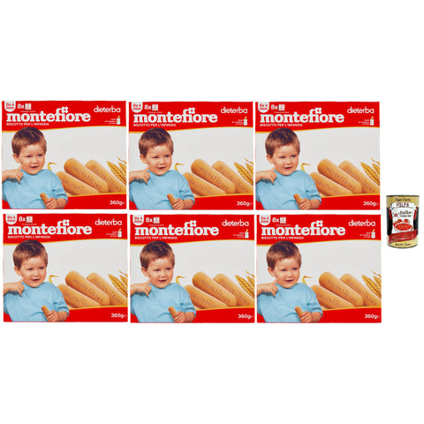 Montefiore biscotto, Leckerer Keks, integriert in Vitamine B1, B3, B6 und Riboflavina 6x 360 g italienisch Original