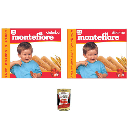Montefiore Il Biscotto per l'infanzia Der Keks für Kinder Convenience-Format 2x1330 g italienisch Original Kekse + kostenlos polpa 400 g