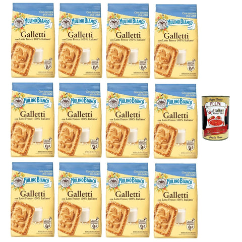 Mulino Bianco Galletti Shortbread Kekse mit Mehl, Milch und Zucker Granulat Italienische Kekse Biscuit 12x 350 g italienisch Original