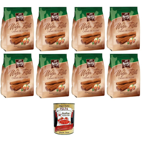 Naty Premium Wafer Rolls Hazelnut Cream Haselnusscreme Waffeln, Sandwiches, 8x100 gr Kekse italienisch Original