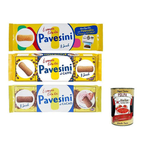 Pavesi Pavesini Mix mit klassischen Snacks, mit Kaffee und Kakao [3 Packungen] 1x200g Original italienisch Kekse