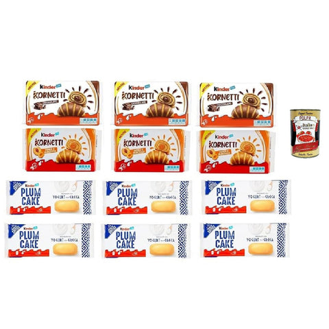 Kinder Testpaket neu Kuchen Kornetti Kakao und Apikose Plum cake Yougurt 1 Stk Original italienisch Kekse