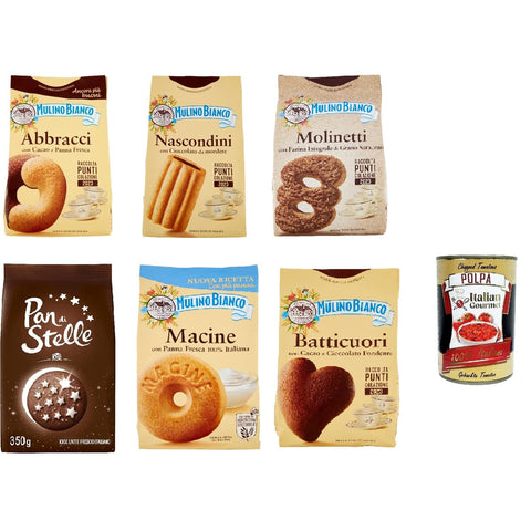 Testpaket Mulino Bianco Italian Classic Shortbread-Kekse mit Kakao und frischer Sahne, ohne Palmöl, geschmacksintensives Frühstück 5x350 g 1x330 g italienisch