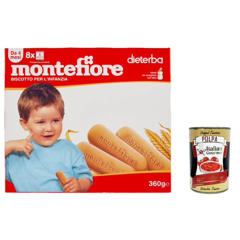 Montefiore - Montefiore - Biscotto per l'Infanzia dal 4 mese - 360 g 3x italienisch Original Pastasauce + kostenlos polpa 400 g