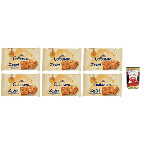 Galbusera Zalet Biscotti con Malto d'Orzo e Honig Millefiori Kekse mit Gerstenmalz und Wildblumenhonig 6x510 g italienisch Original + kostenlos polpa 400 g
