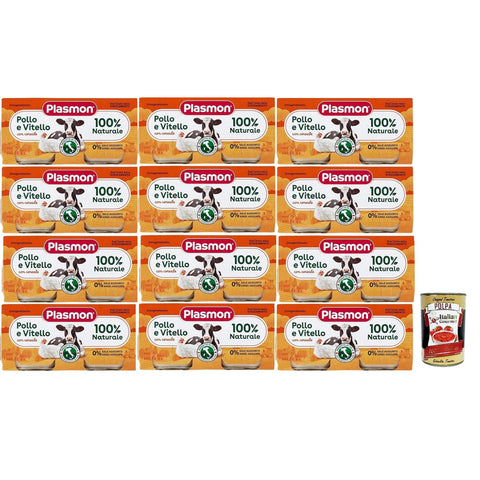 Plasmon Carne Pollo Vitello e cereale ( ) Mit italienischem Fleisch 100% natürlich ohne Stärken und Räume hinzugefügt 2x80 g 12x italienisch Original Müsli +