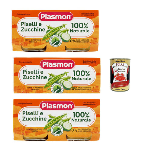 Plasmon Piselli e Zucchine ( ) Mit ausgewählten Zutaten 100% natürlich Ohne Stärken und Salz hinzugefügt 2x80 g 3x italienisch Original Pastasauce + kostenlos