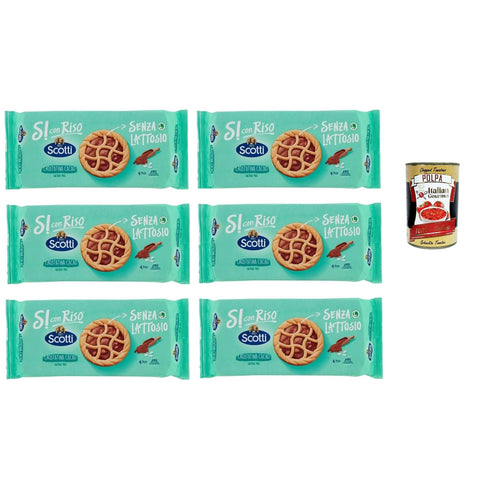 Riso Scotti Crostatina Cacao, Snack mit Kakaocreme, laktosefrei, ohne Milchproteine und ohne Spuren 6x144g Original italienisch Kekse