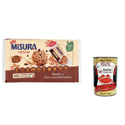 Misura Fibrextra Vollkreidekekse mit dunklen Schokoladentropfen Reich an Ballaststoffen Italienisches Vollkornmehl 6 Teile von 6 Keksen 280 g italienisch Original