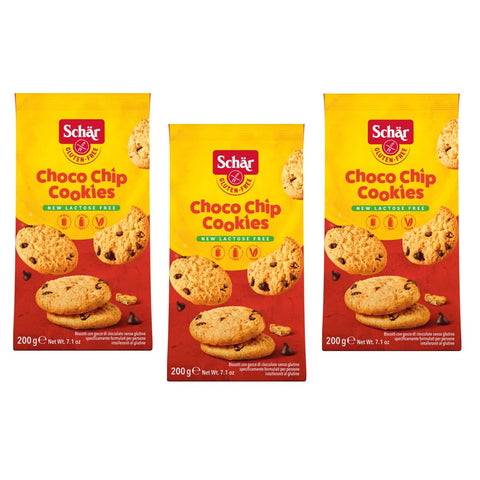 Schär Gluten Free Choco Chip Kekse mit Schokoladentropfen Glutenfrei Beutel 200 g 3x italienisch Original