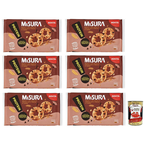 Misura Protein Proteinkekse mit Schokoladentropfen und Haferflocken Reich an pflanzlichen Proteinen 260 g 6x italienisch Original Pastasauce + kostenlos Polpa di