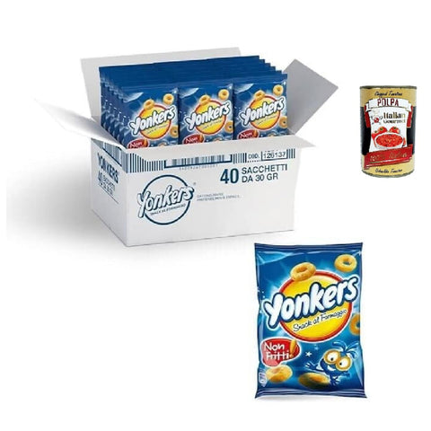 Yonkers Snack al Formaggio,Knusprige Maisringe mit Käsegeschmack, Nicht Frittierte Käse Snacks, 40er Pack x 30 g Beutel italienisch Original