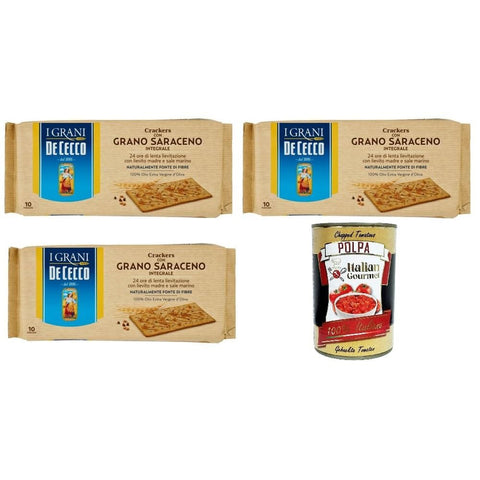 De cecco Crakers con Grano Saraceno integrale Cracker mit Vollkorn-Buchweizen 3x250 g italienisch Original + kostenlos polpa 400 g