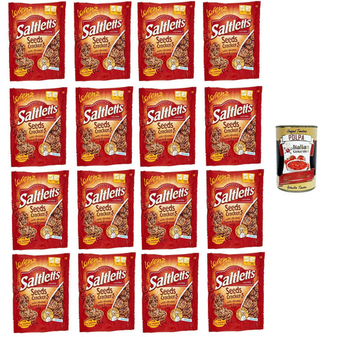 Lorenz Saltletts Seeds Cracker Mit Chiasamen Leinsamen und Sesamsamen 16x100 g italienisch Original + kostenlos Polpa 400 g