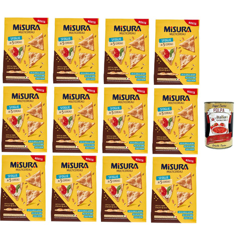 Misura Multicereali Sfoglie ai 5 Cereali Größe Mehrkorn-5-Korn-Blätterteig 12x170 g italienisch Original Pastasauce + kostenlos Polpa di Pomodoro 400 g