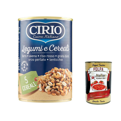 6x Cirio Legumi E 5 Cereali, Hülsenfrüchte und 5 Getreide, Mischung aus geschriebenen, hatten roten Reis, Durumweizen, perlmuttfarbene Gerste und Linsen, dosen