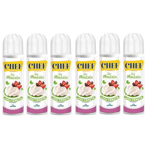 Parmalat Chef Panna Süßwaren Produkt auf Basis von Sahne Creme Spray Sprühdose, Schlagsahne Frei von 6x250g Original italienisch Zutat