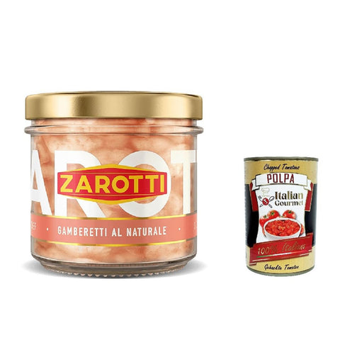 Zarotti Gamberetti al naturale Garnelen in Wasser und Salz erhalten 110 g 6x italienisch Original Pastasauce + kostenlos polpa 400 g