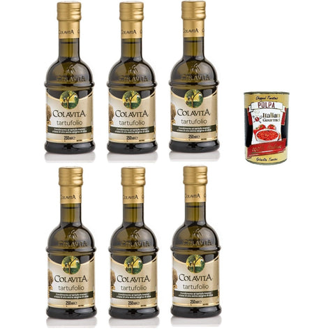 Colavita Aromed Evoo Tartufolio Gewürz, weiße Trüffel Aroma Olivenöl, 6x 250 ml Glasflasche italienisch Original