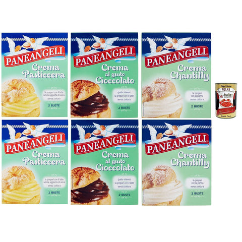 Paneangeli crema Testpaket Creme Chantilly Schokoalde Pudding Pulver Mischung Pudding kuchen, mit einem zarten Vanillegeschmack 6 stuck italienisch Original