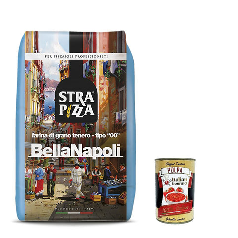 Strapizza Bella Napoli blu farina di grano tenero tipo "00" Pizzamehl fur pizza Mehl 10 kg italienisch Original + kostenlos polpa 400 g