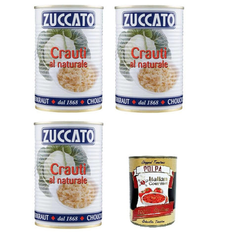 Zuccato Crauti al Naturale Natürliches Sauerkraut 3x385g Original italienisch Zutat