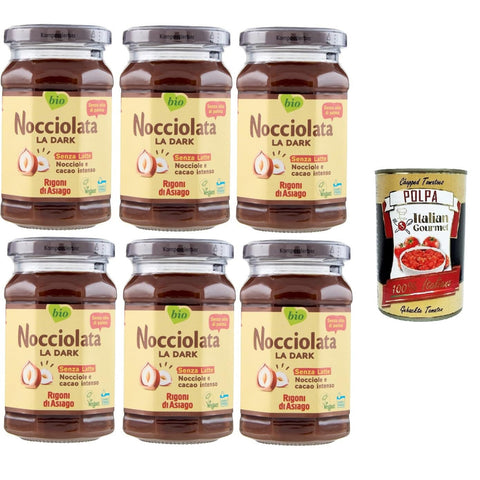 Rigoni di Asiago Nocciolata, La Dark, Milchfrei, 6x 250 gr, Haselnusscreme ohne Palmöl, Nuss Nougat Creme ohne Palmöl, Leckerer Brotaufstrich, Vegan italienisch Original