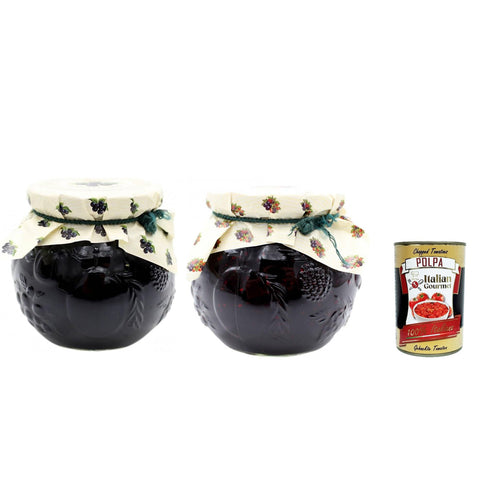 Darbo Confettura Naturrein Testpaket, D'arbo Schwarze Blaubeeren und Holzfrüchte Marmelade jam 2x640 G italienisch Original Pastasauce + kostenlos polpa 400 g