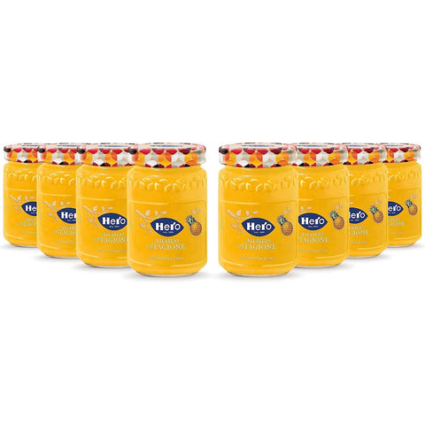 Hero Saisonale Aprikosenmarmelade 8 Gläser à Marmelade und Extra-Marmelade mit Früchten der Saison hochwertiges Obst 350 g italienisch Original Konfitüre