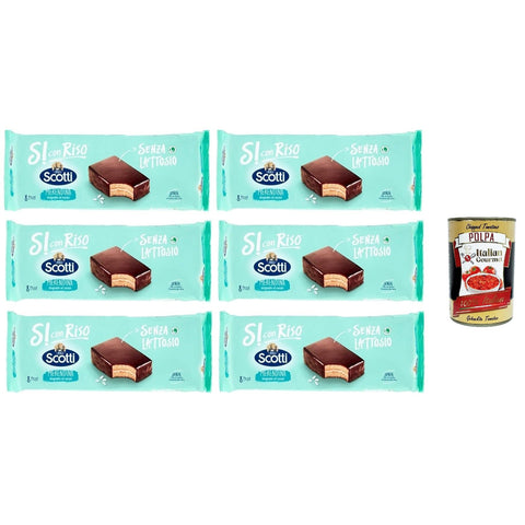 Riso Scotti Merendina Cioccolato, Snack mit Schokoladenüberzug, laktose und milcheiweißfrei, 6x 264 g, Jade Packung 8 Snacks à 33 g italienisch Original