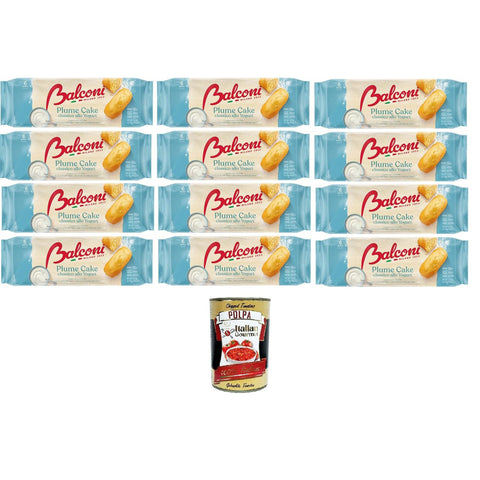 Balconi Plume Cake Classico allo Yogurt Klassischer Joghurt-Pflaumenkuchen vom Balkon 12x190 g italienisch Original Gebäck + kostenlos Polpa 400 g