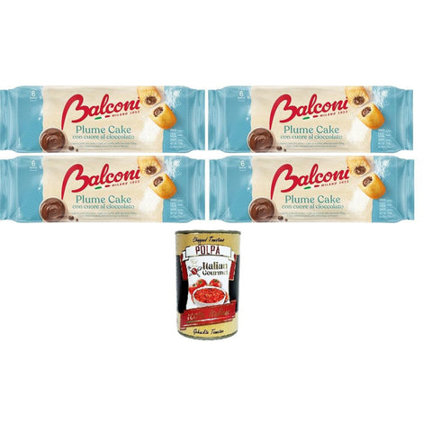 Balconi Plume Cake con Cuore di Cioccolato Plume Cake mit Schokoladenherz 4x 190 gr Kuchen & Torten italienisch Original