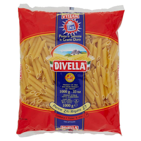 Divella Penne Ziti Rigate N. 27 Hartweizengrieß Pasta Italienische Nudeln 500 g Packung Kurze Pasta italienisch Original