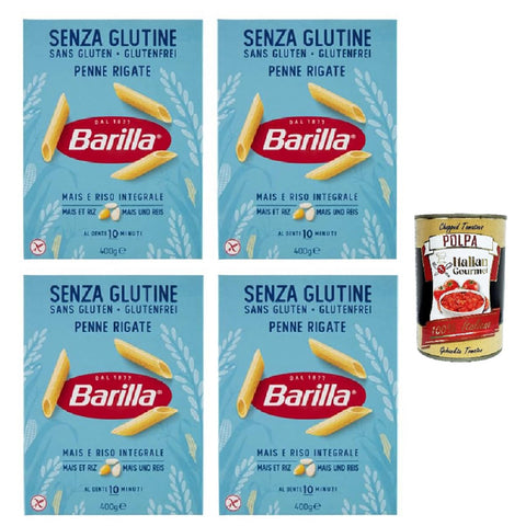 Barilla Pasta Penne Rigate Senza Glutine,Glutenfreie Nudeln aus weißem Mais, gelbem Mais und braunem Reis 4x 400 g italienisch Original