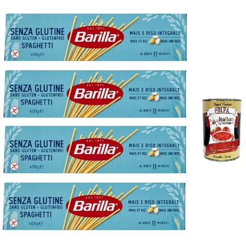 Barilla Pasta Spaghetti Senza Glutine,Glutenfreie Nudeln aus weißem Mais, gelbem Mais und braunem Reis 4x 400 g italienisch Original
