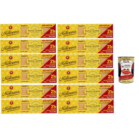 La Molisana Spaghetti mit Lupinen, Protein Tagliatelle mit Lupinenmehl und italienischem Hartweizengrieß bronzegezogen,12x400 gr italienisch Original