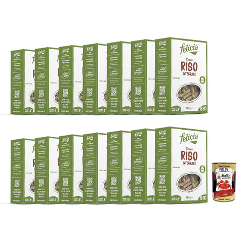 Felicia Penne Rigate di Riso Integrale Pasta Vollkornnudel Paste reich an Ballaststoffen und Proteinen Veganer Vegan 14x340 g italienisch Original + kostenlos