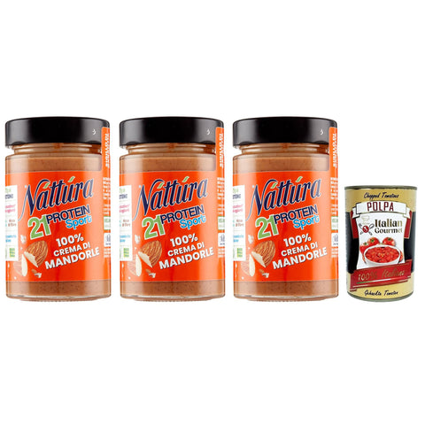 Náttúra Protein Sport,100% Mandelcreme, Protein Aufstrich ohne Zuckerzusatz,Glutenfrei, 100% natürlich, reich an Proteinen,180 g italienisch Original