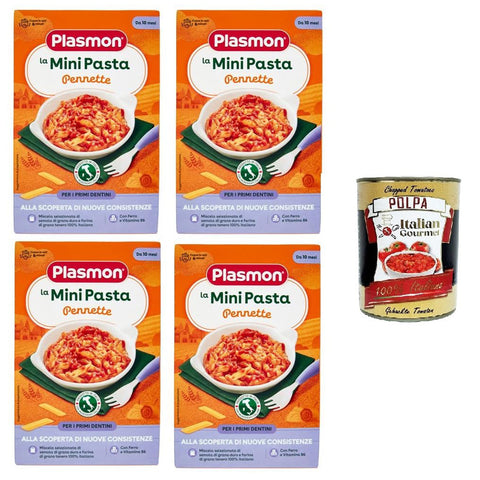 Plasmon la Mini Pasta Pennette die Mini Stifte Pennette Pasta für Babys ab 10+ 4x 300 g Menüs italienisch Original