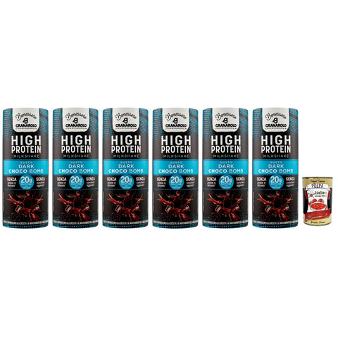 Granarolo HIGH PROTEIN Milkshake DARK CHOCO BOMB,UHT Dauergetränk auf Basis von Magermilch,Laktosefrei und Glutenfrei,235 ml italienisch Original