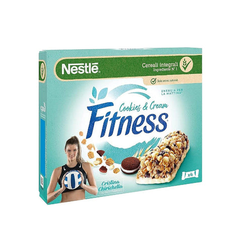 Nestlé Fitness Cookies & Cream Müsliriegel mit Kakaokeksstückchen und weißen Schokoladenstückchen ( 4 x 23,5 g + 8 x 94 g italienisch Original