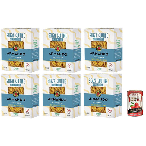 Armando La Treccia glutenfreie Mehrkornnudeln mit Mais braunem Reis und Quinoa 400 g 6x italienisch Original + kostenlos pelati 400 g