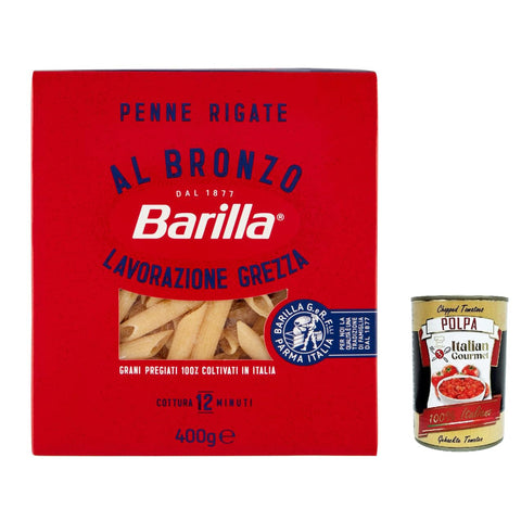 Barilla Penne Rigate al Bronzo Bronze Gezogene Pasta 400 g Rohe Verarbeitungsmethode Nudeln & Pasta italienisch Original