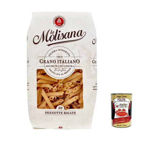 La Molisana Pennette Rigate N. 22 Pasta Lenta Lavorazione Teigwaren aus Hartweizengrieß Bronze-Zeichnung 500 g 10x italienisch Original + kostenlos Polpa 400 g